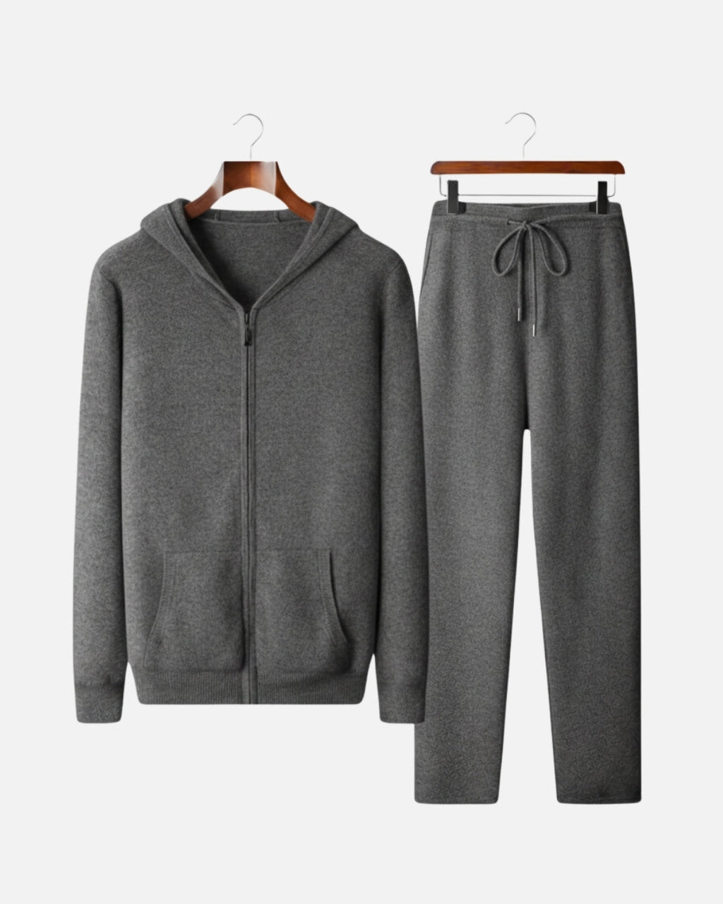 Merino Wool Full-Zip Hoodie Comfort Set - Graphite