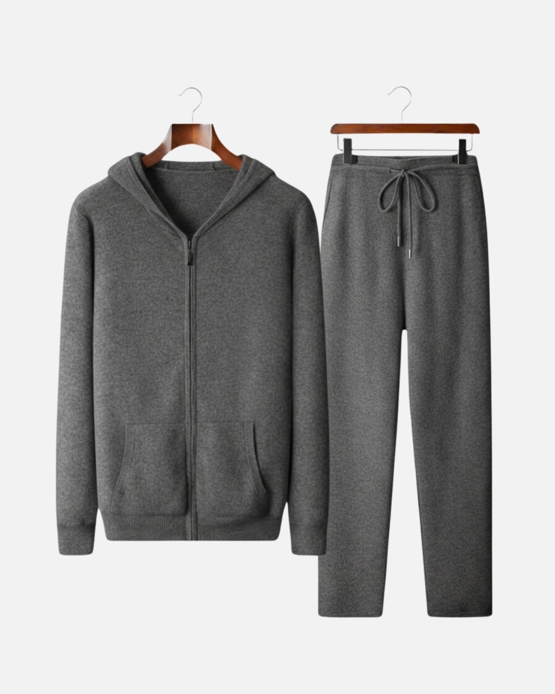 Merino Wool Full-Zip Hoodie Comfort Set - Graphite