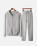 Merino Wool Full-Zip Hoodie Comfort Set - Gray