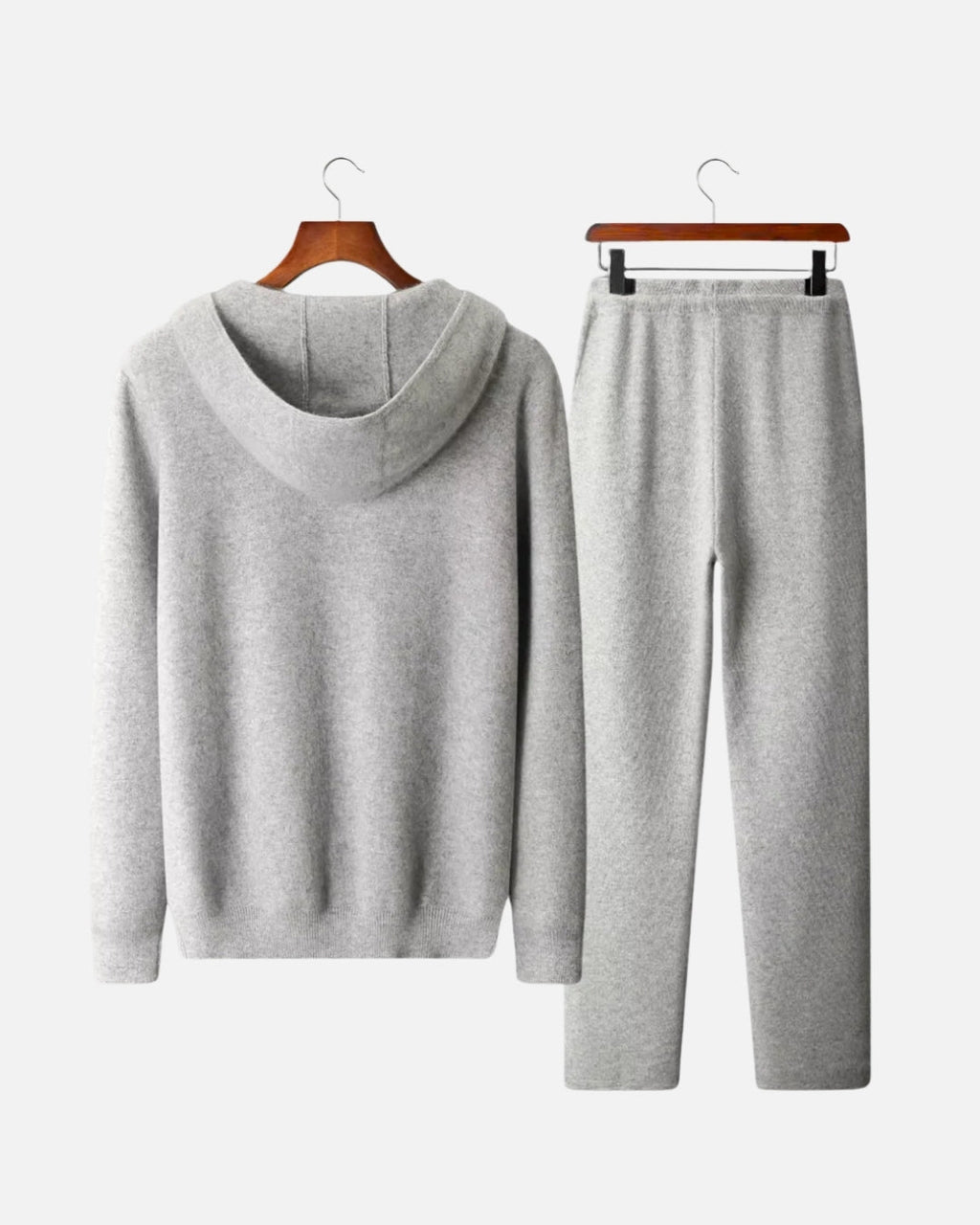 Merino Wool Full-Zip Hoodie Comfort Set - Gray