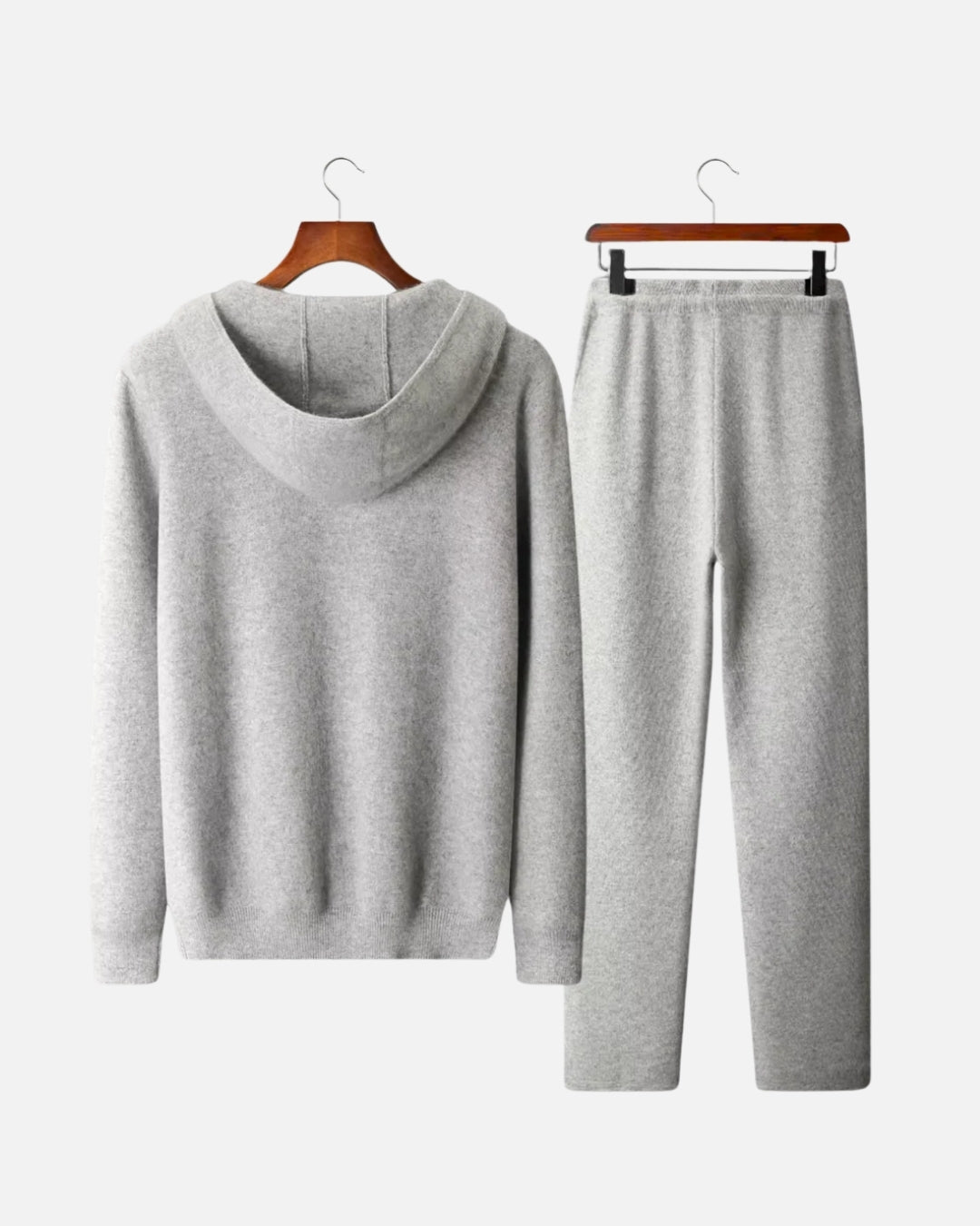 Merino Wool Full-Zip Hoodie Comfort Set - Gray