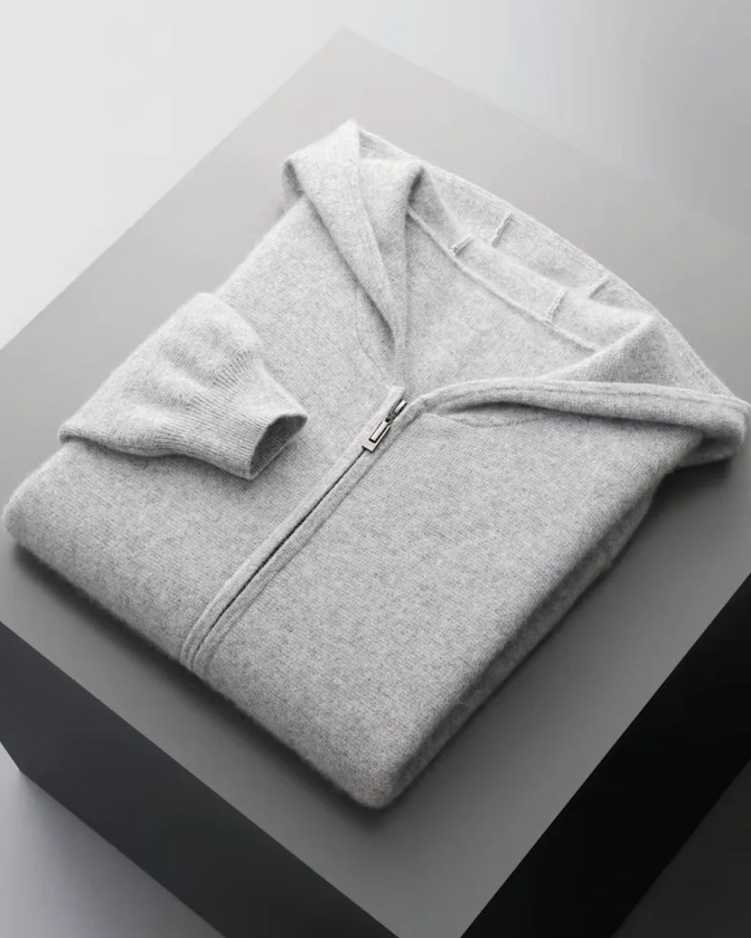 Merino Wool Full-Zip Hoodie Comfort Set - Gray