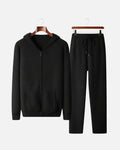 Merino Wool Full-Zip Hoodie Comfort Set - Black