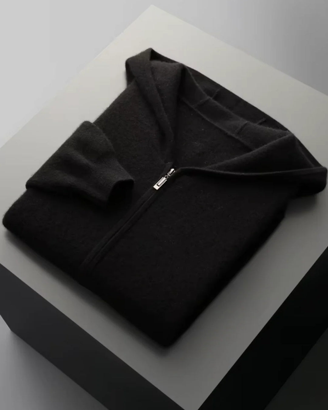 Merino Wool Full-Zip Hoodie Comfort Set - Black