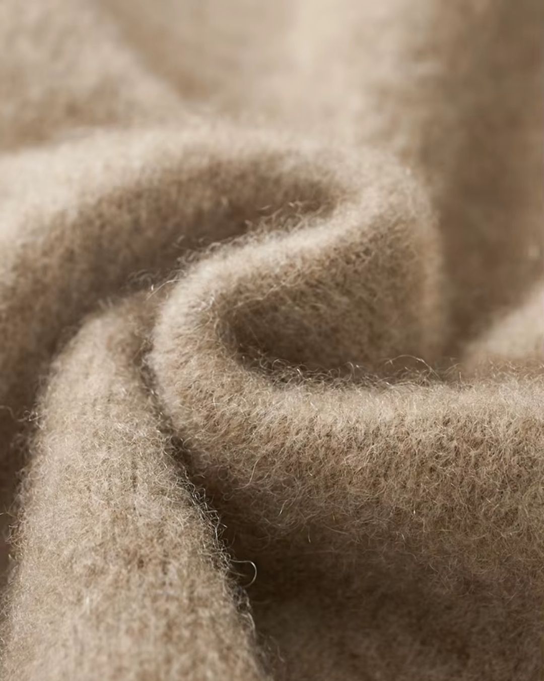 Merino Wool Full-Zip Sweater Two-Tone - Camel