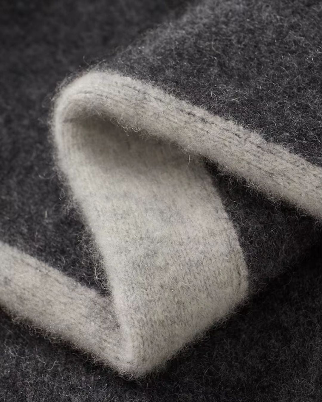 Merino Wool Full-Zip Sweater Two-Tone - Graphite