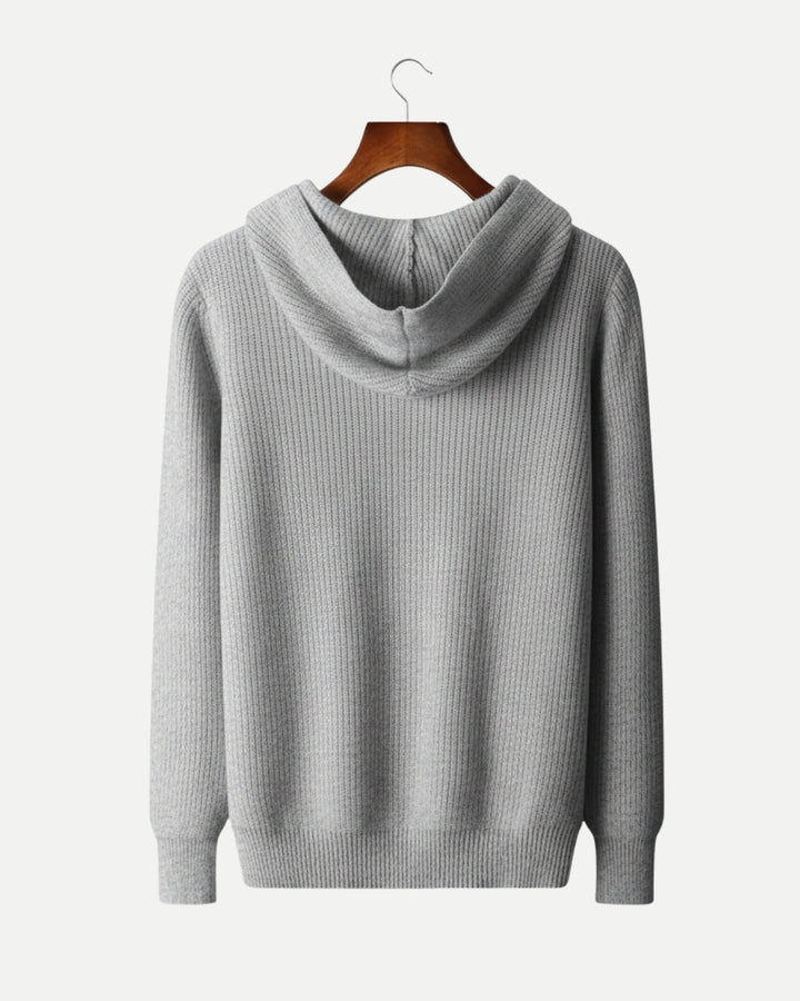 Merino Wool Half Zip Hoodie - Gray