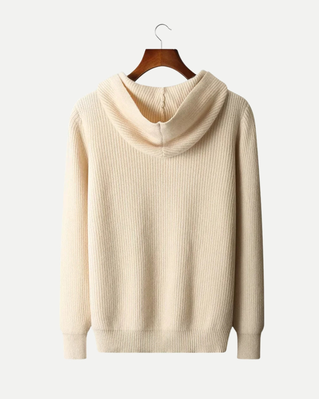 Merino Wool Half Zip Hoodie - Beige
