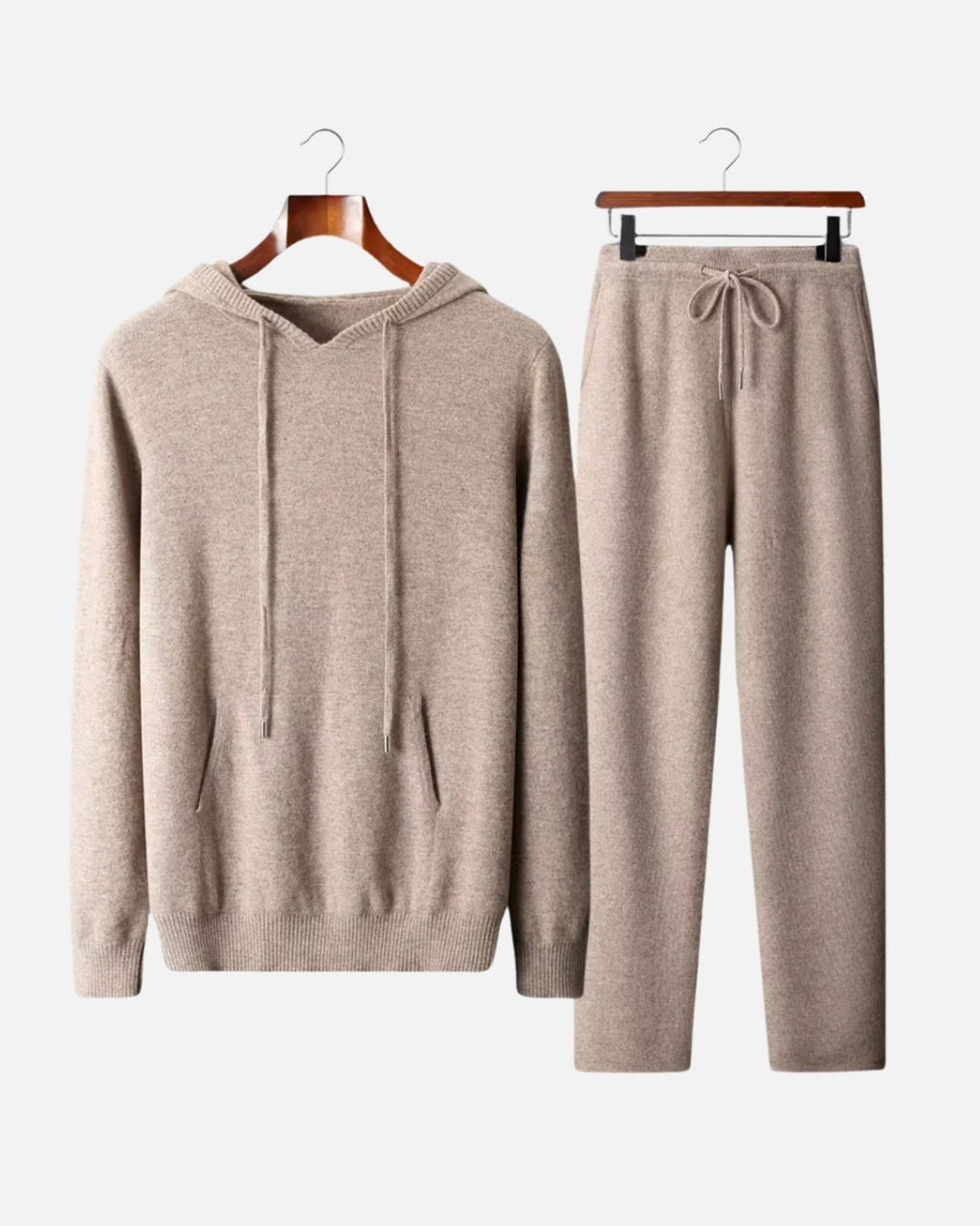 Merino Wool Hoodie Comfort Set - Camel