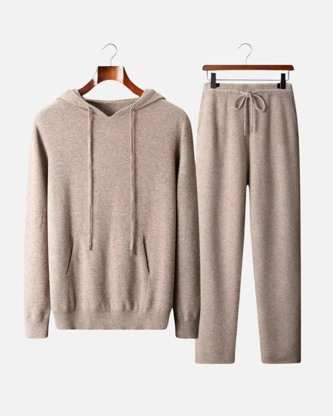 Merino Wool Hoodie Comfort Set - Camel