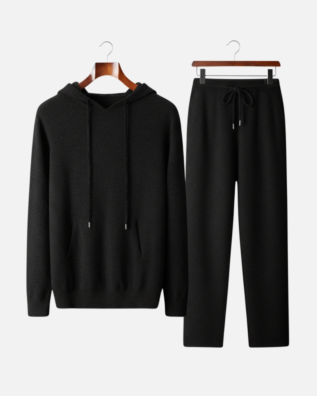 Merino Wool Hoodie Comfort Set - Black