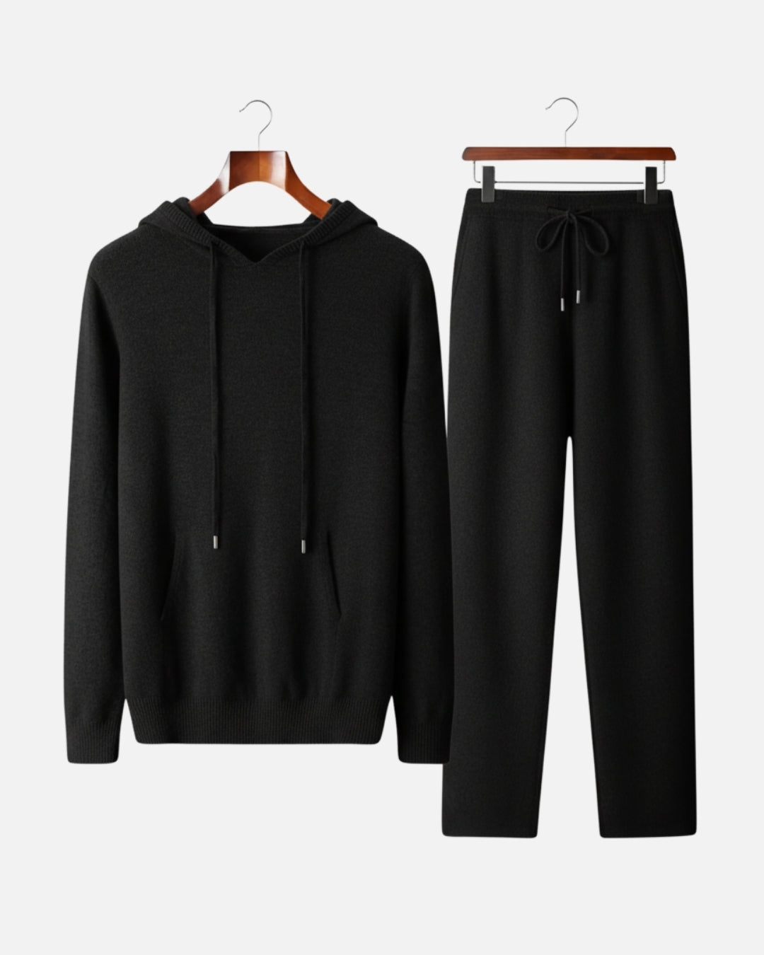 Merino Wool Hoodie Comfort Set - Black