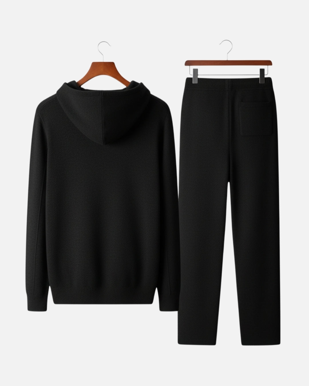 Merino Wool Hoodie Comfort Set - Black
