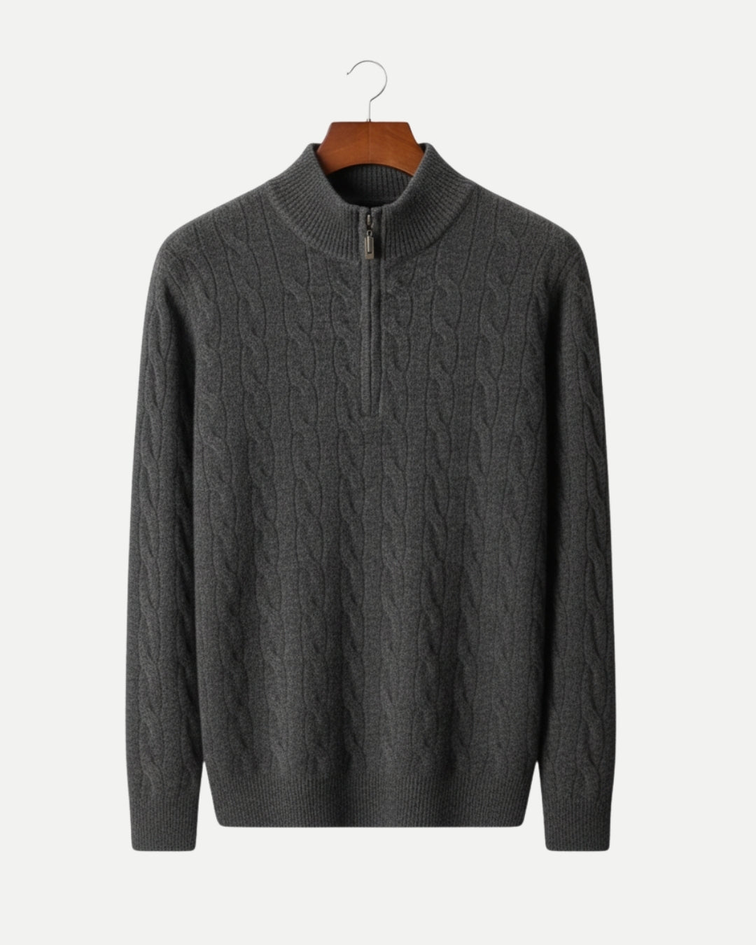E&E - Merino Wool Cable Knit Half-Zip Sweater