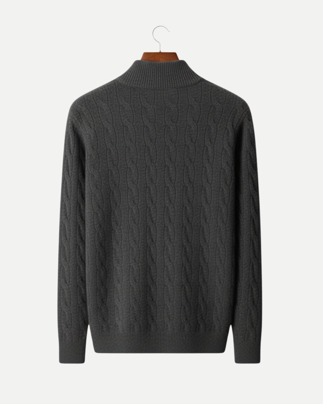 E&E - Merino Wool Cable Knit Half-Zip Sweater