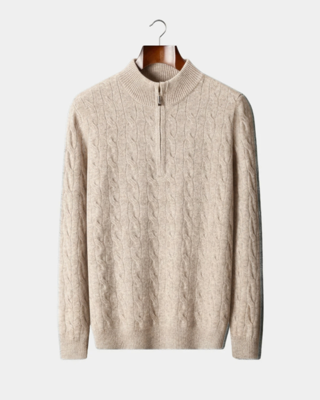 E&E - Merino Wool Cable Knit Half-Zip Sweater