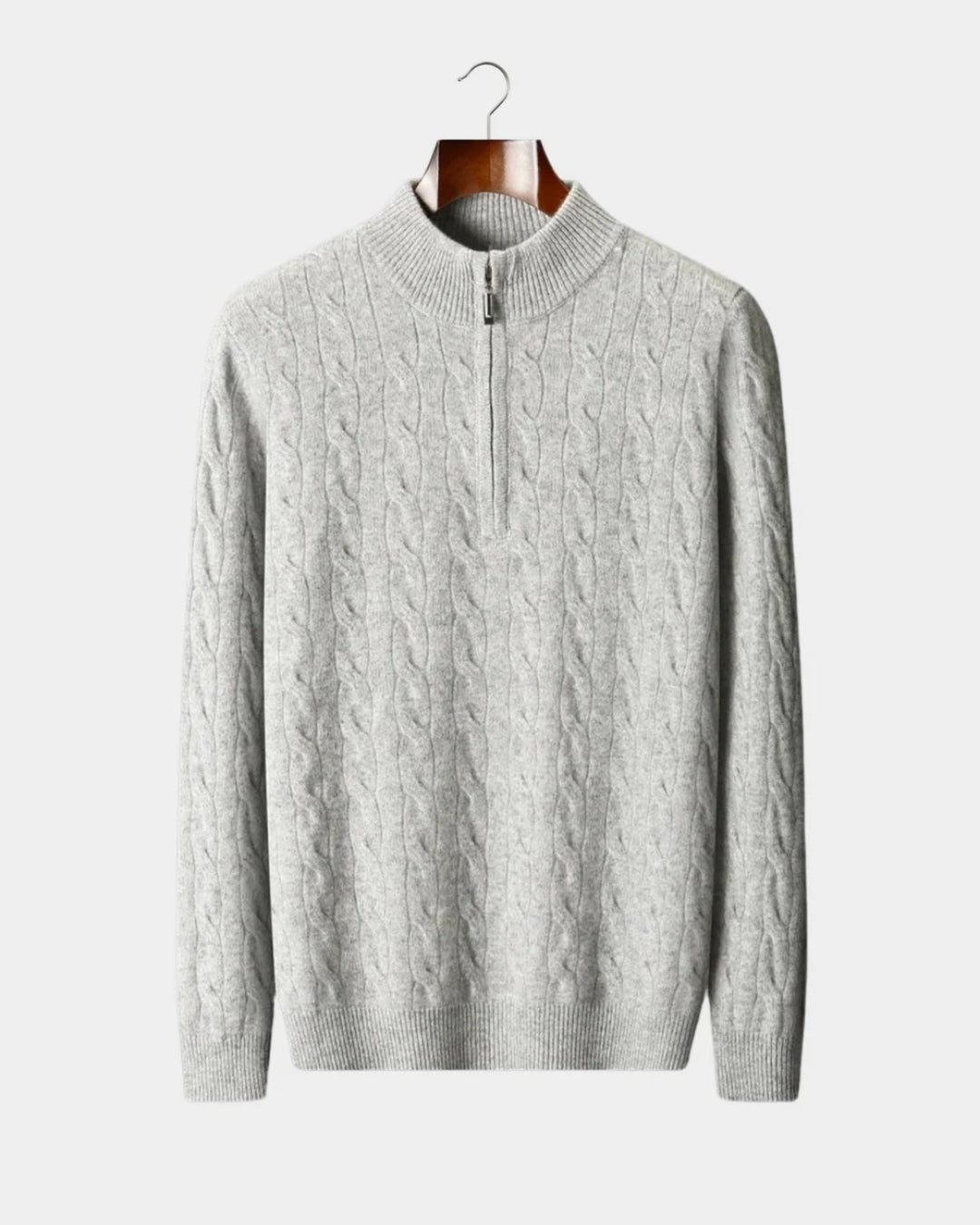E&E - Merino Wool Cable Knit Half-Zip Sweater