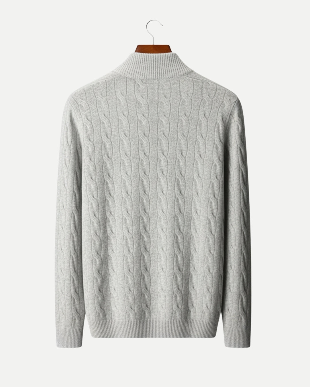 E&E - Merino Wool Cable Knit Half-Zip Sweater