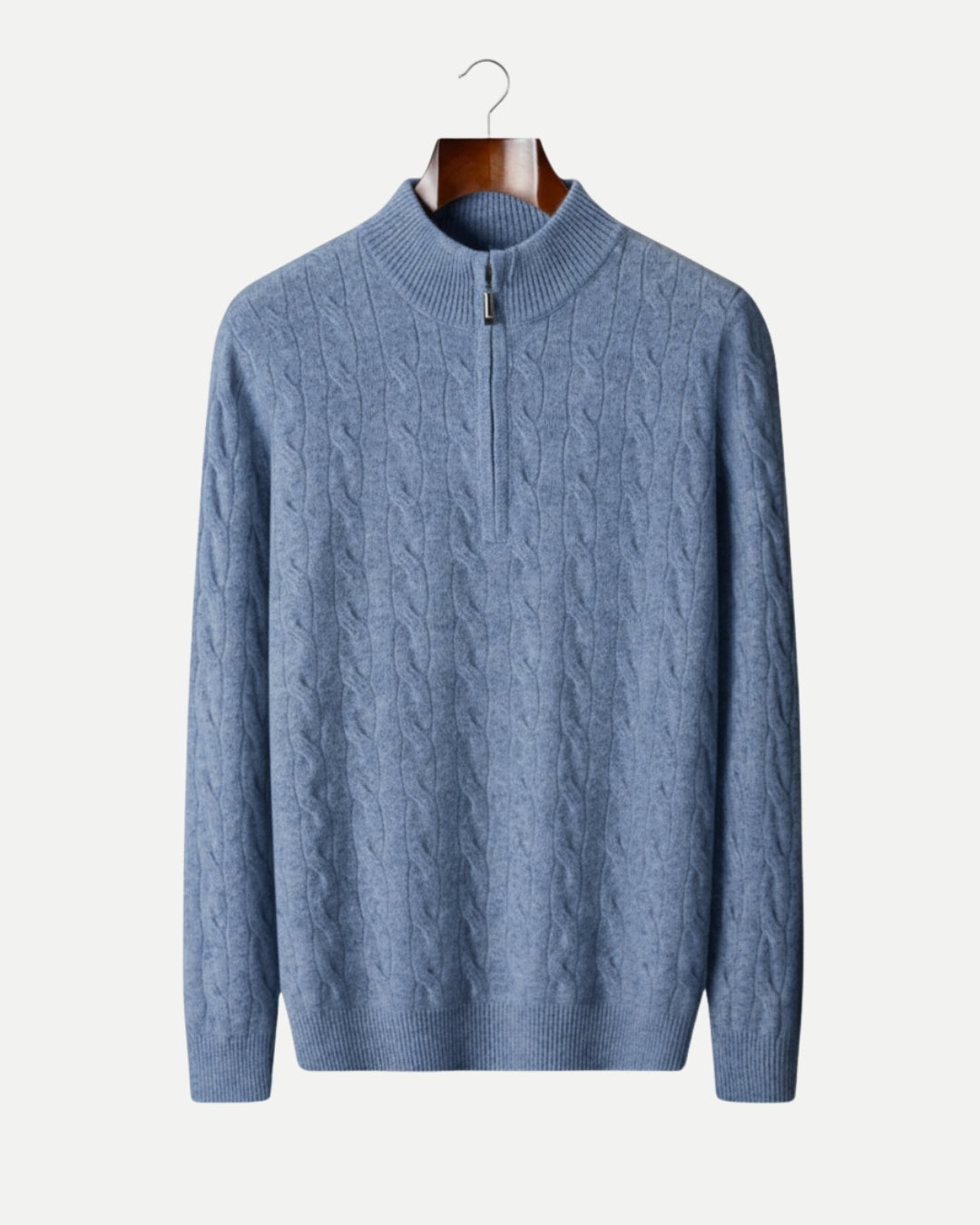 E&E - Merino Wool Cable Knit Half-Zip Sweater