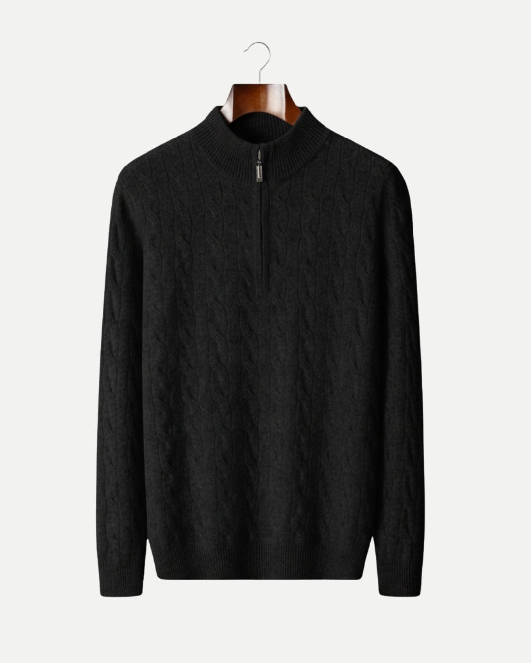 E&E - Merino Wool Cable Knit Half-Zip Sweater