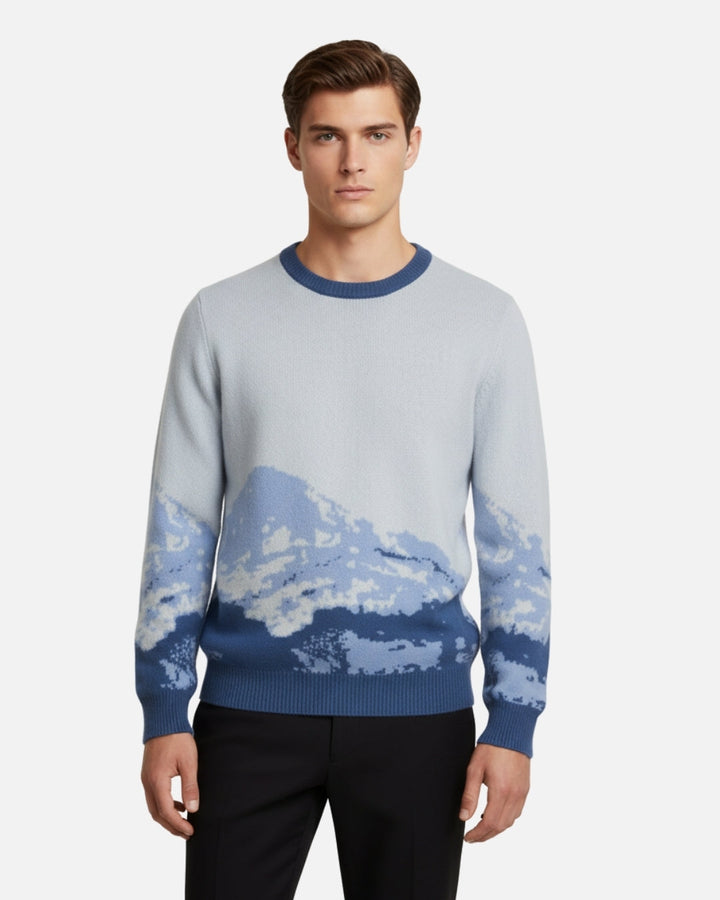 Merino Wool Peak Crewneck - Blue