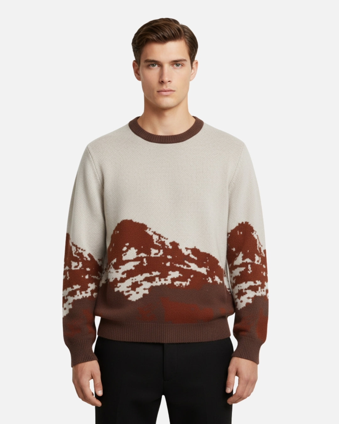 Merino Wool Peak Crewneck - Brown