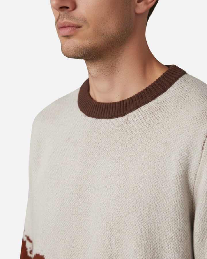 Merino Wool Peak Crewneck - Brown