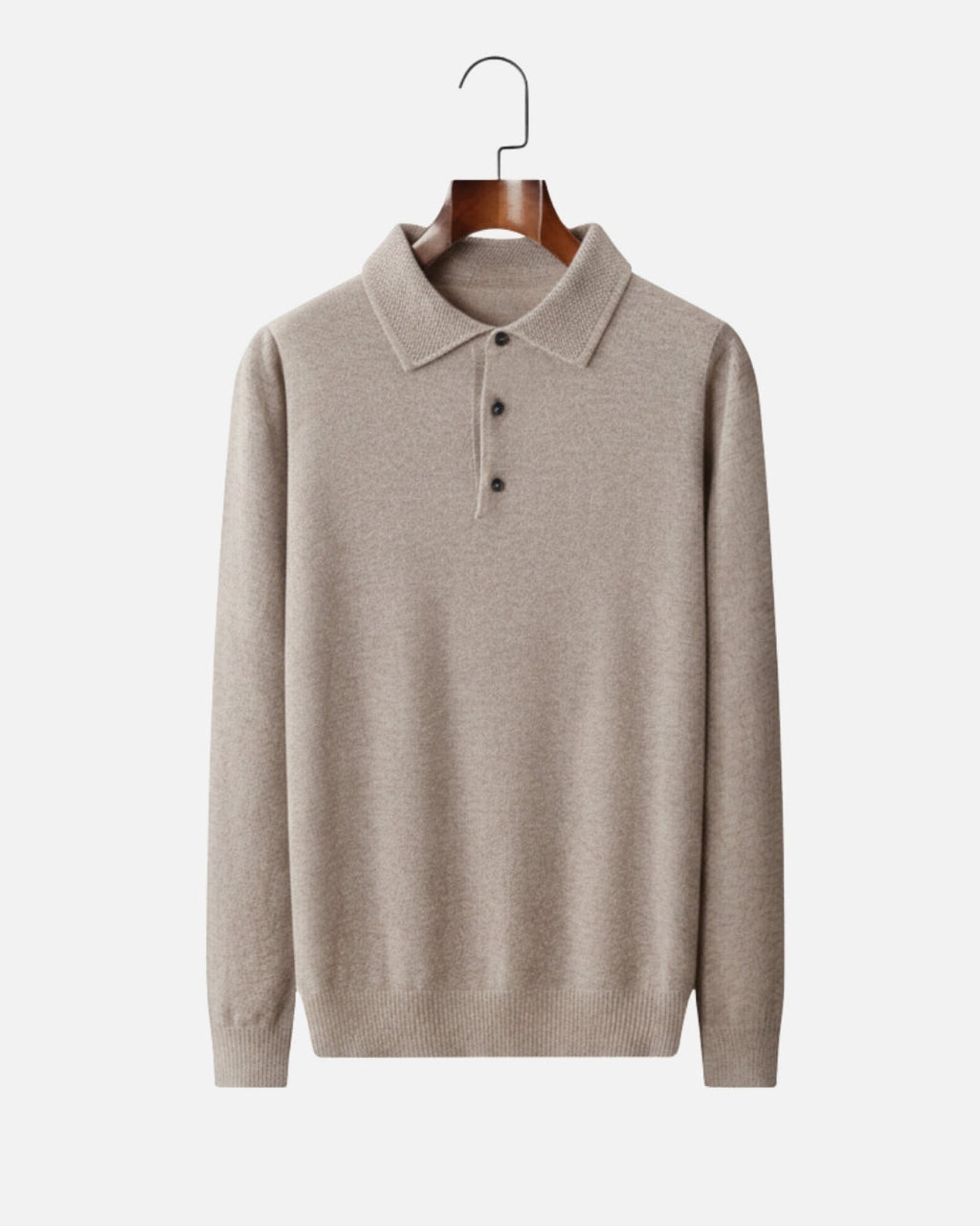 Merino Wool Polo with Buttons - Dune