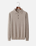 Merino Wool Polo with Buttons - Dune