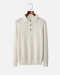 Merino Wool Polo with Buttons - Ivory