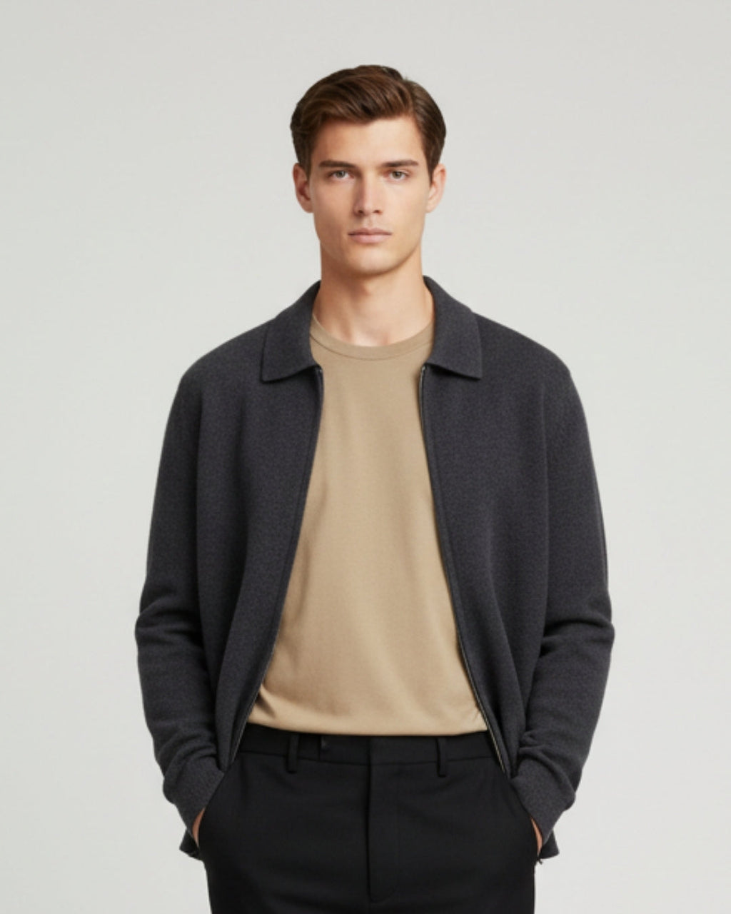 E&E - Merino Wool Polo Vest with Zipper