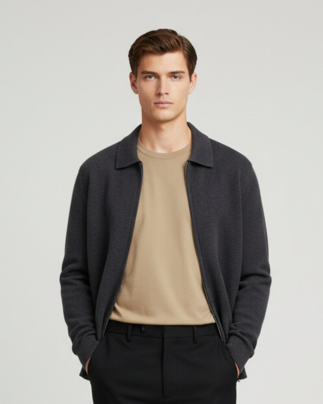 E&E - Merino Wool Polo Vest with Zipper