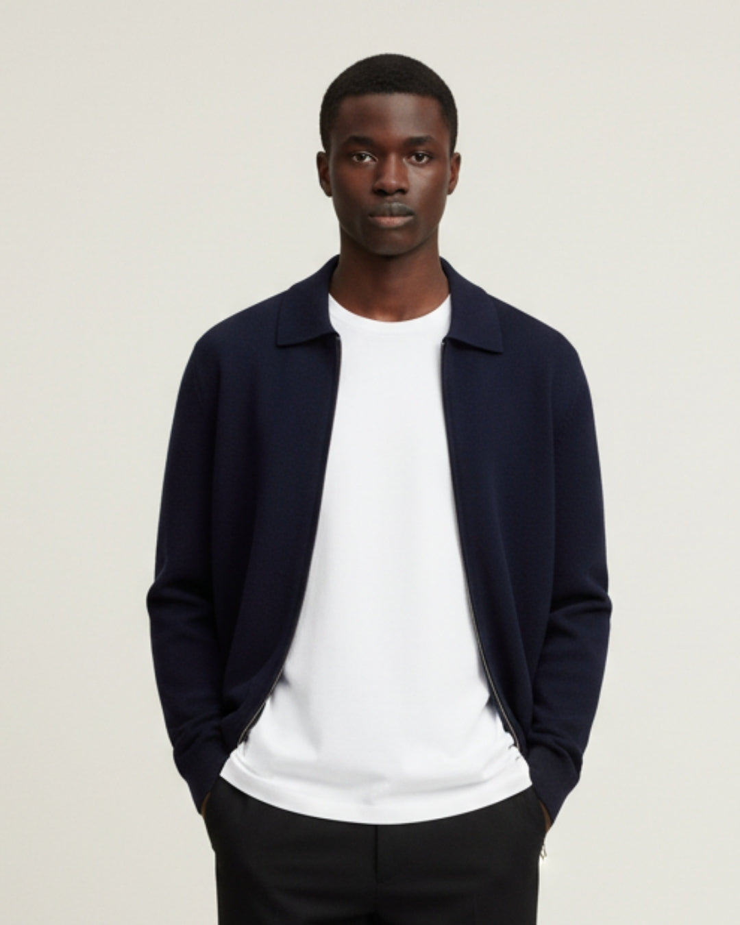 E&E - Merino Wool Polo Vest with Zipper