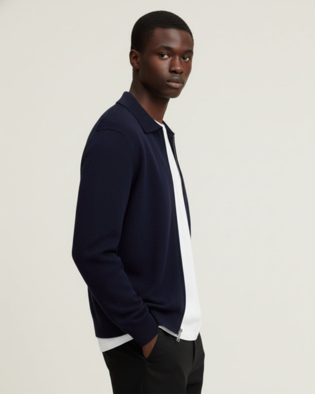 E&E - Merino Wool Polo Vest with Zipper
