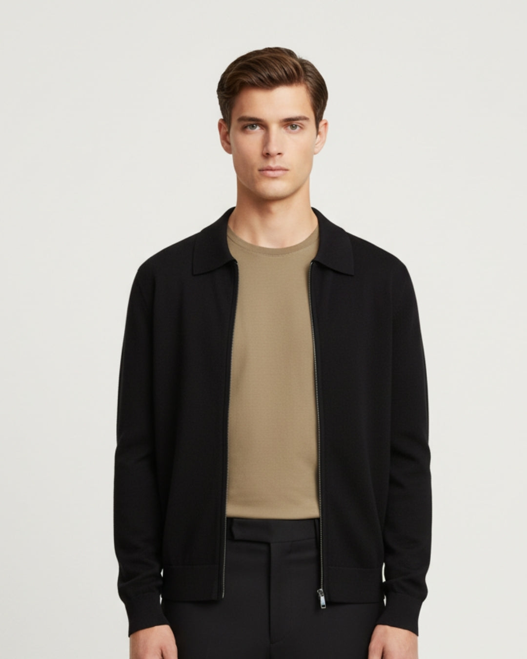 E&E - Merino Wool Polo Vest with Zipper