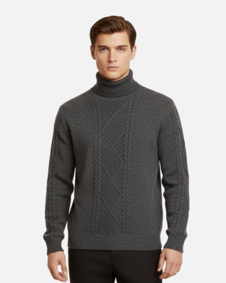 Merino Wool Sweater with Turtleneck - Graphite