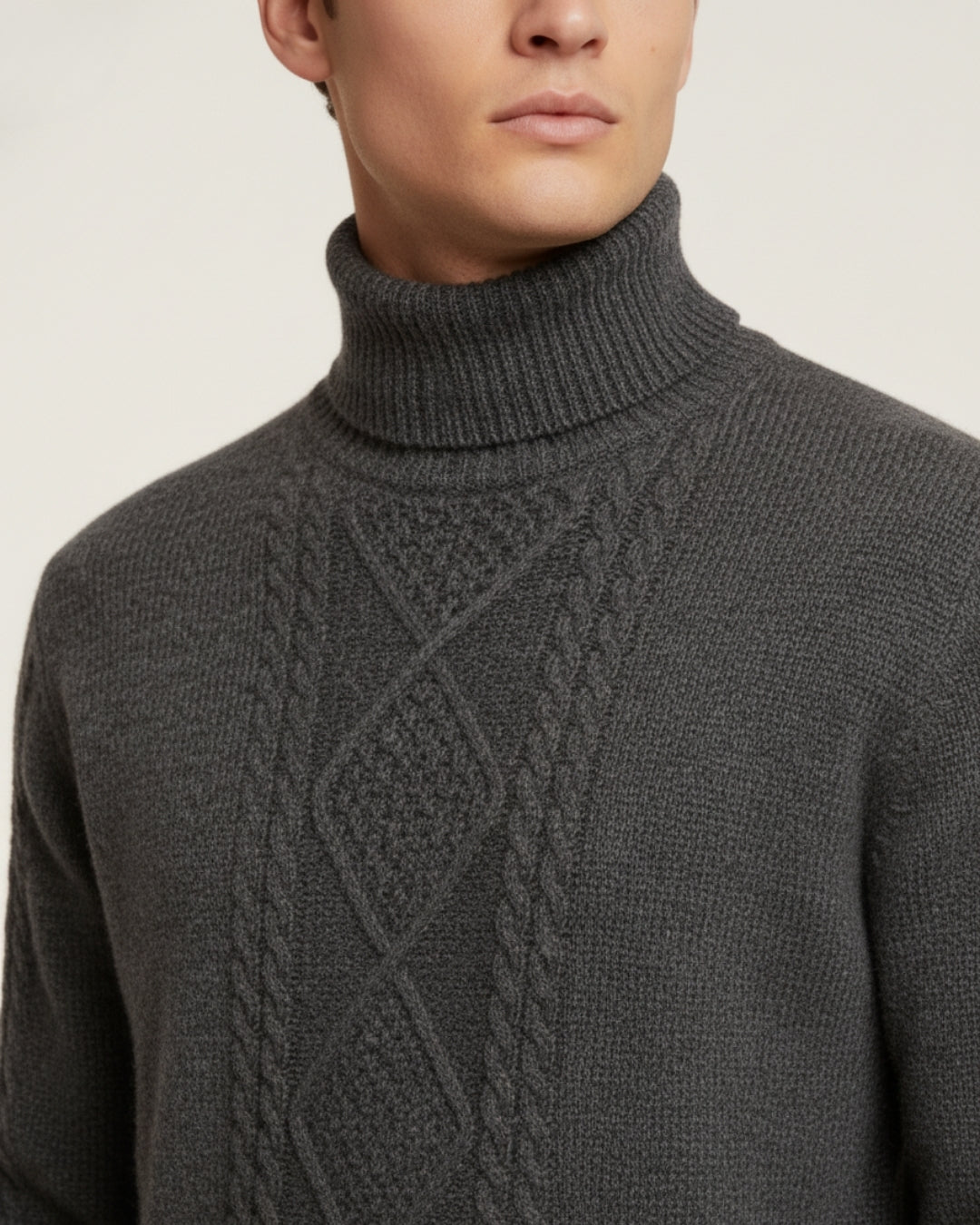 Merino Wool Sweater with Turtleneck - Graphite