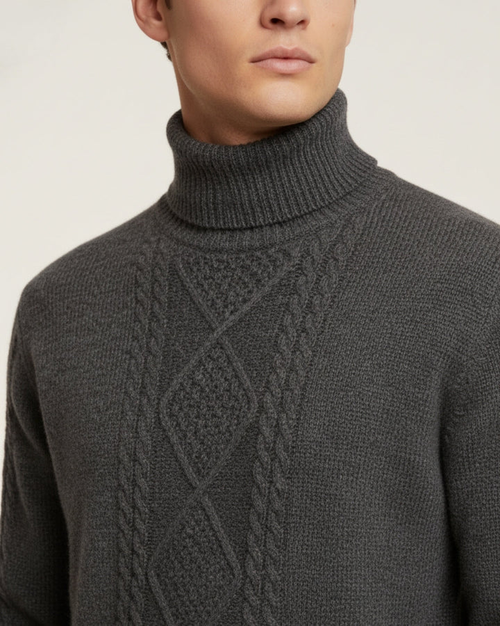 Merino Wool Sweater with Turtleneck - Graphite
