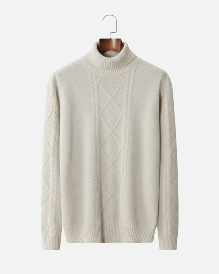 Merino Wool Sweater with Turtleneck - Off-white