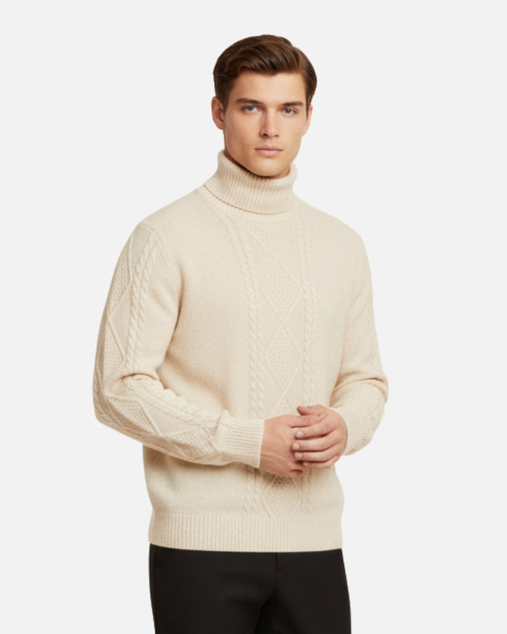 Merino Wool Sweater with Turtleneck - Off-white