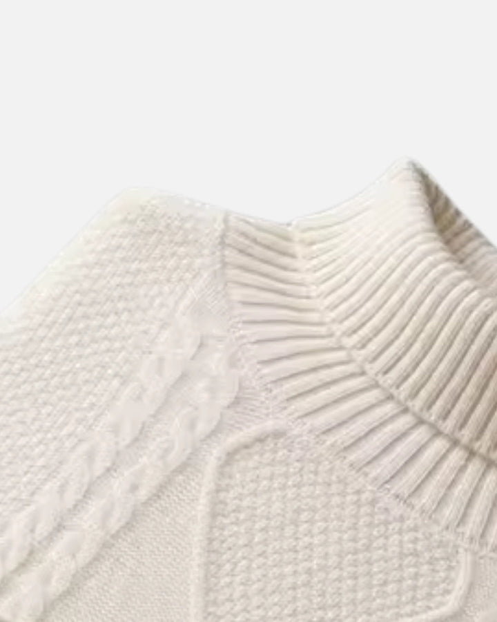 Merino Wool Sweater with Turtleneck - Off-white