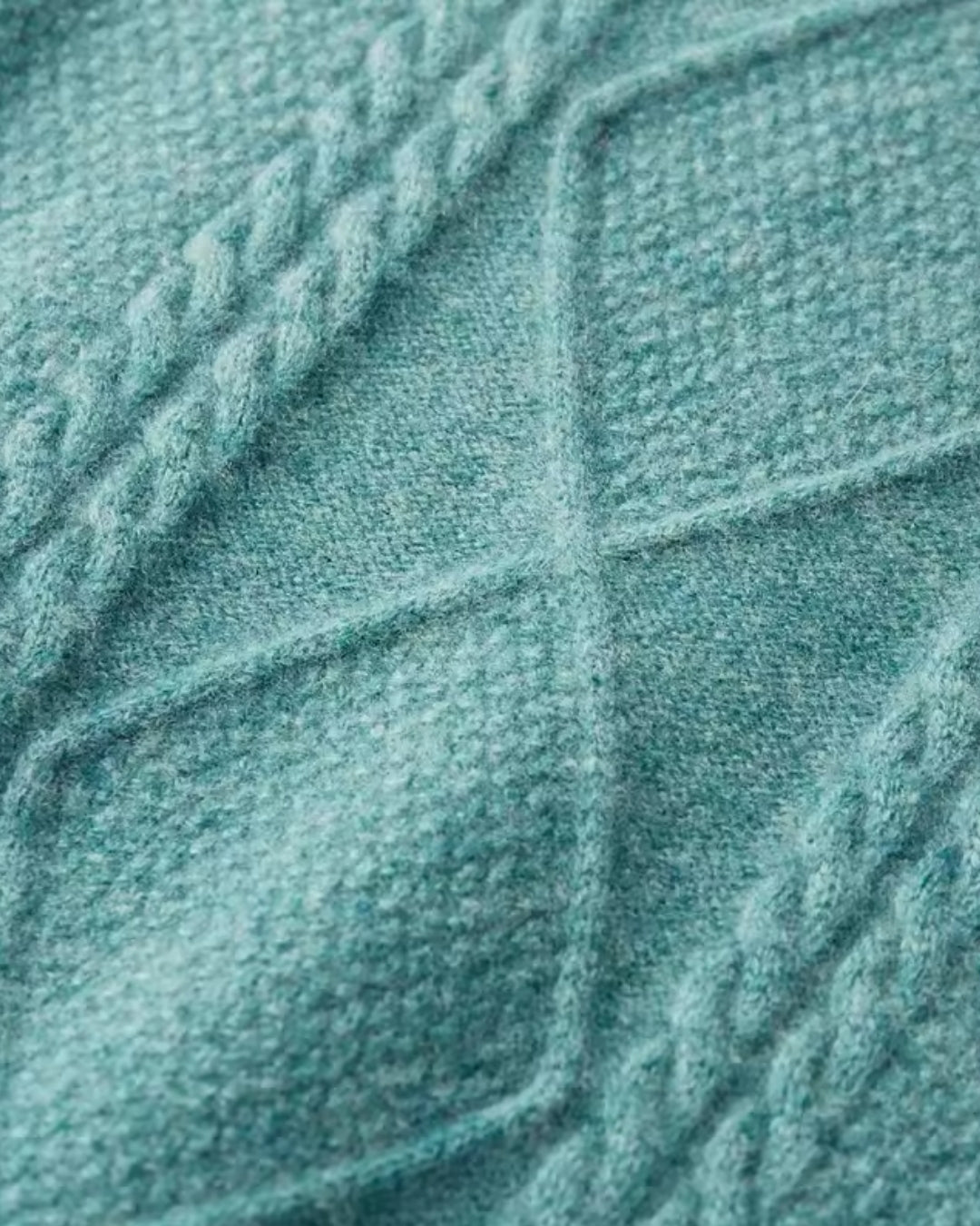 Merino Wool Sweater with Turtleneck - Sea Green