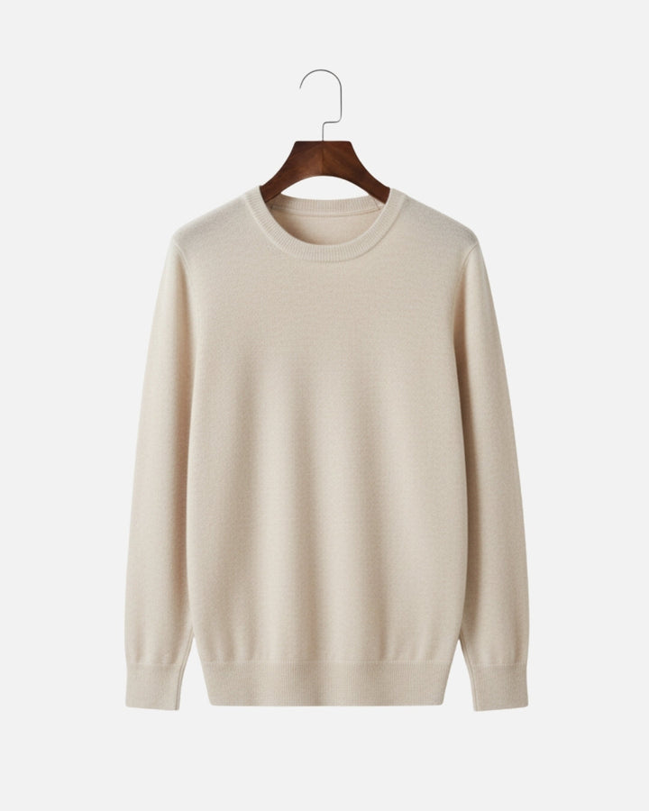 Merino Wool Thin Crewneck Sweater - Beige