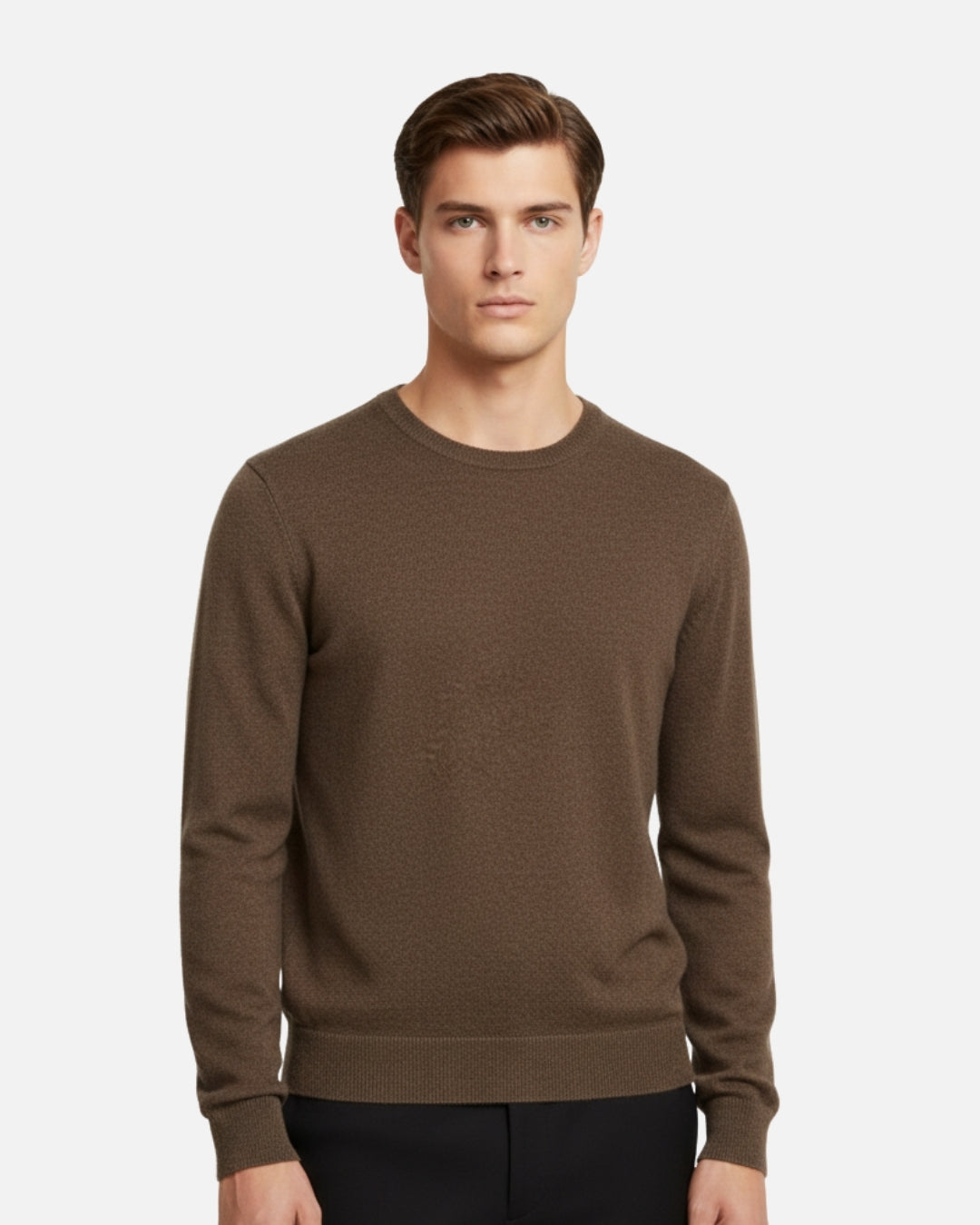 Merino Wool Thin Crewneck Sweater - Espresso