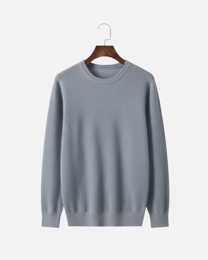 Merino Wool Thin Crewneck Sweater - Sea Gray