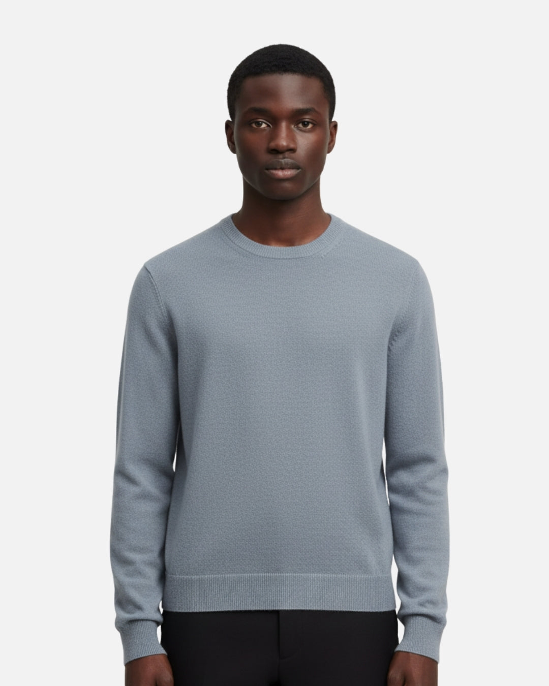 Merino Wool Thin Crewneck Sweater - Sea Gray