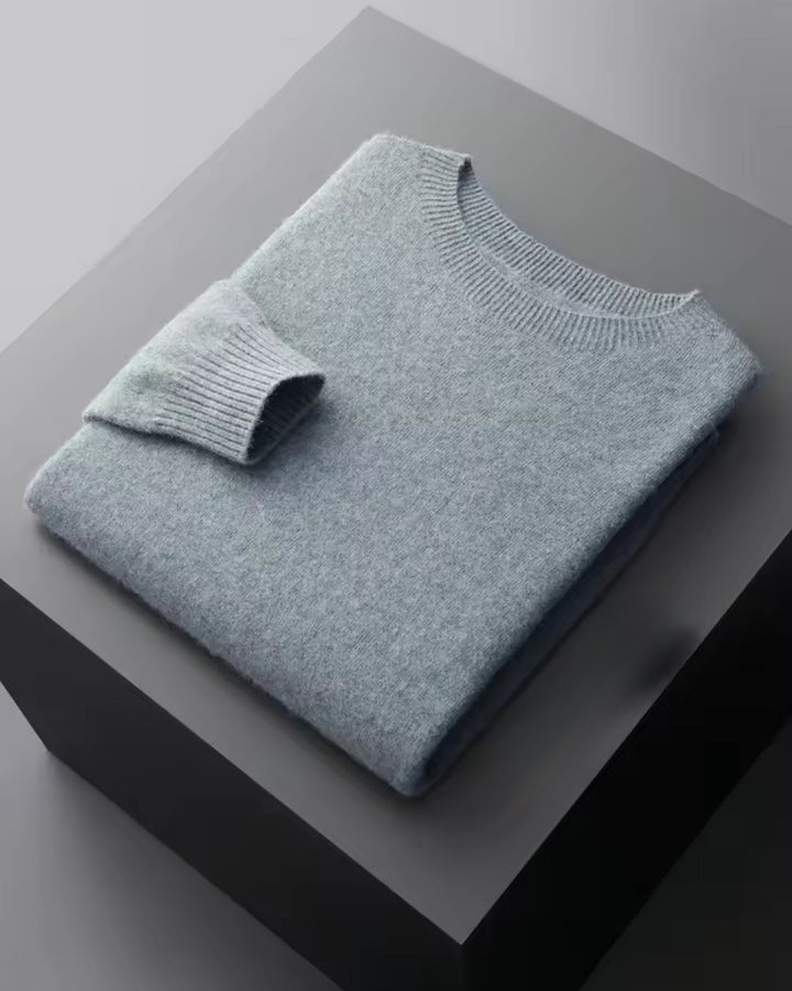 Merino Wool Thin Crewneck Sweater - Sea Gray