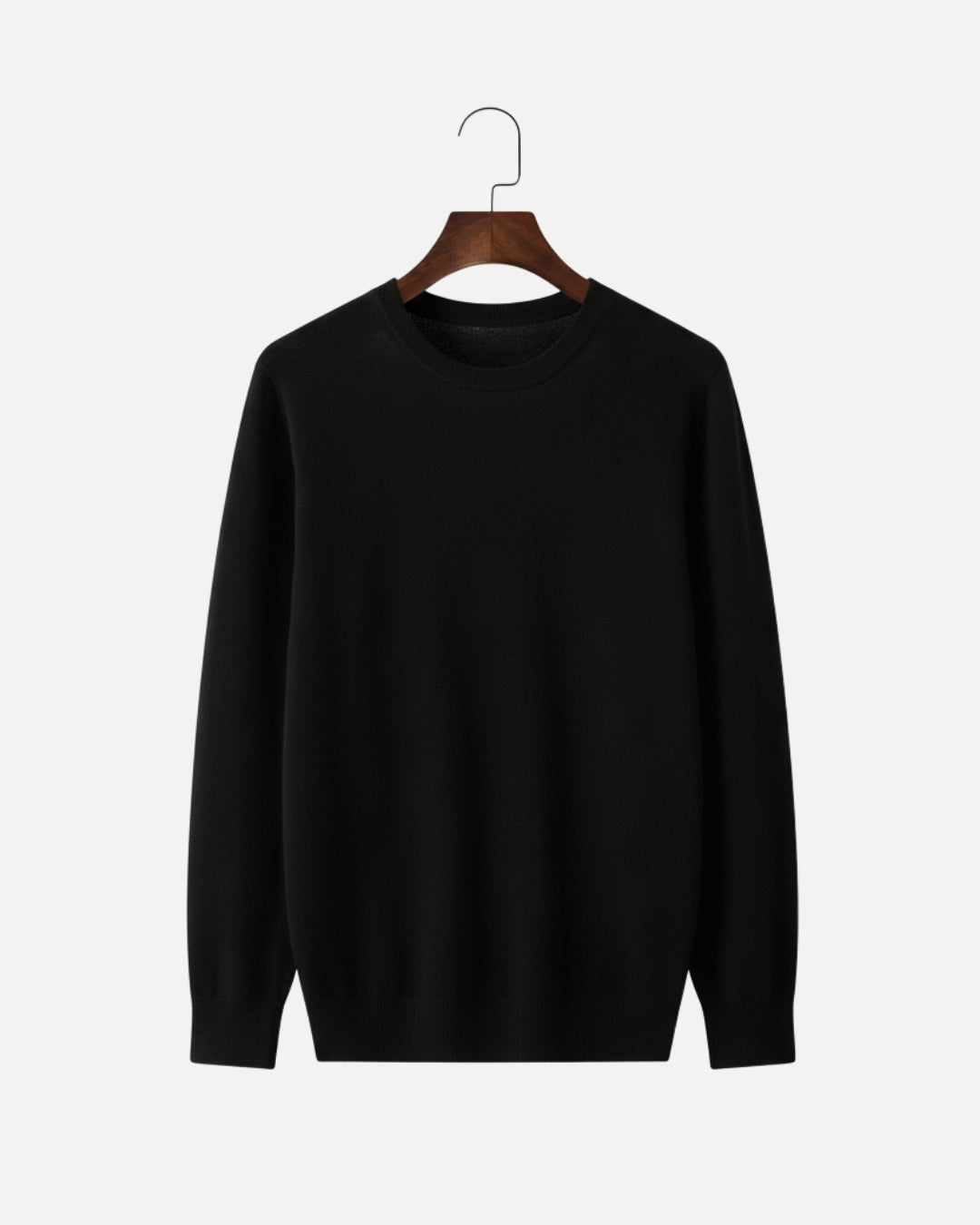Merino Wool Thin Crewneck Sweater - Black
