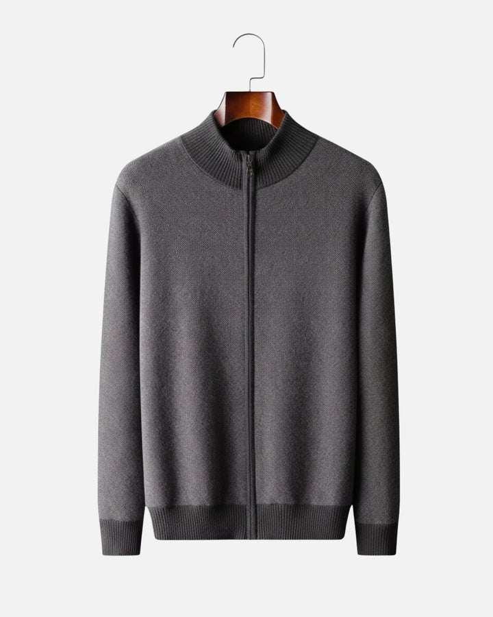 Cashmere Blend Zipper Sweater - Graphite