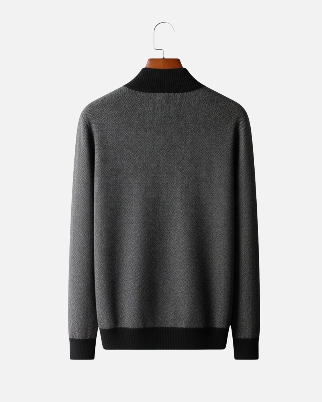 Cashmere Blend Zipper Sweater - Black